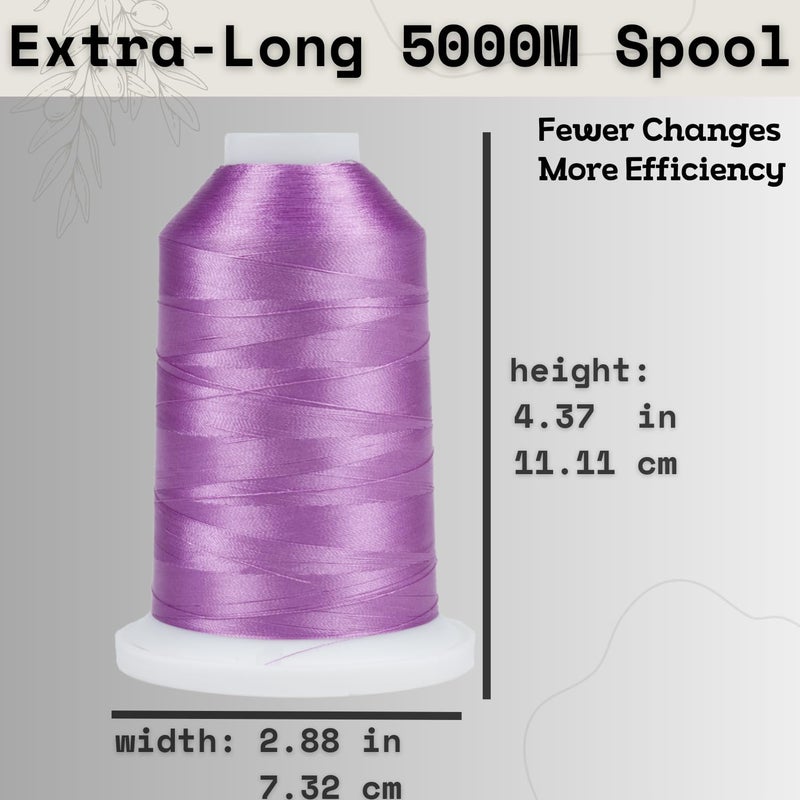 simthread Trilobal Polyester Thread – 5000M (5500yds) No.40 – Super Sheen, Tangle-Free – Built-in Thread Lock Spool – Compatible with Brother, Singer, Janome & More, Lilac-612 - Image 3